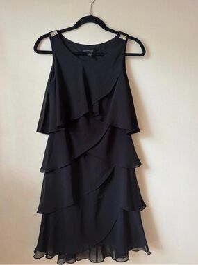 Black Tiered Ruffle Cocktail Dress - Women